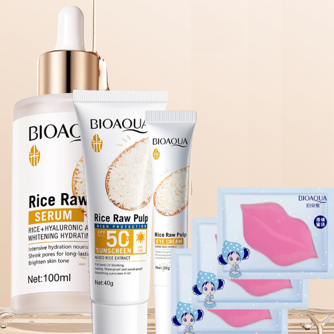 ✨ KIT FACIAL DE ARROZ BIOAQUA – PELE RADIANTE E JOVEM EM POUCOS DIAS!!!